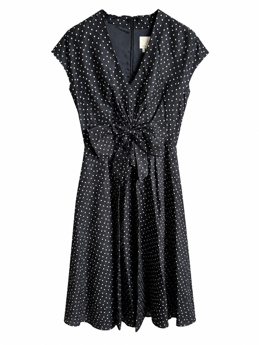 Kate Spade New York Black & White Polka Dot Bow Flare Dress Size 4